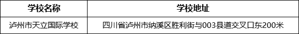 瀘州市天立國際學校學校地址在哪里？