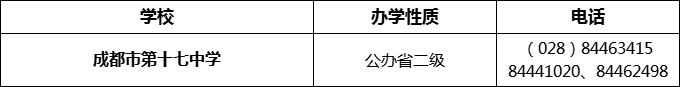 2024年成都市第十七中學(xué)招辦電話(huà)是多少？