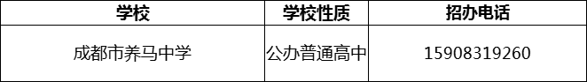2024年成都市養(yǎng)馬中學(xué)招辦電話是多少？