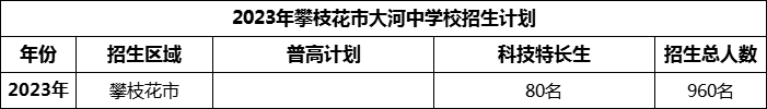 2024年攀枝花市大河中學校招生計劃是多少？