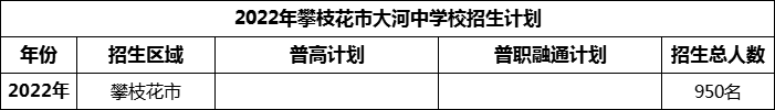 2024年攀枝花市大河中學校招生計劃是多少？