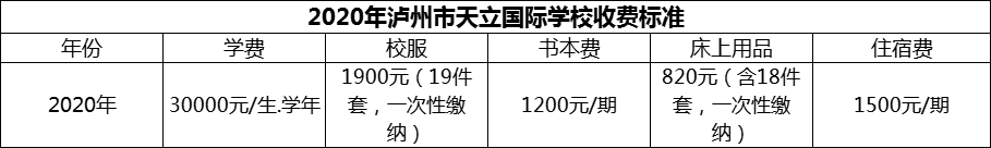 2024年瀘州市天立國際學校學費多少錢？