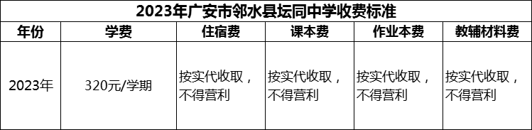 2024年廣安市鄰水縣壇同中學(xué)學(xué)費多少錢？