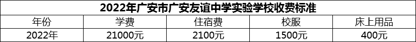 2024年廣安市廣安友誼中學(xué)實驗學(xué)校學(xué)費多少錢？