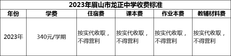 2024年眉山市龍正中學(xué)學(xué)費多少錢？