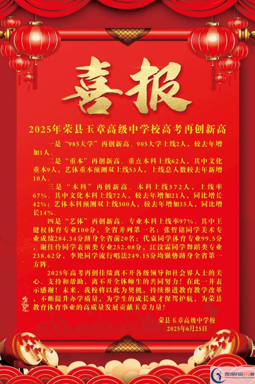 2026年自貢市四川榮縣玉章高級(jí)中學(xué)校升學(xué)率怎么樣？