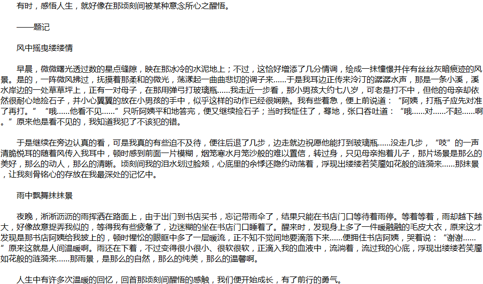 2020年中考滿分作文說(shuō)明文參考范文：那時(shí)，我淚流滿面